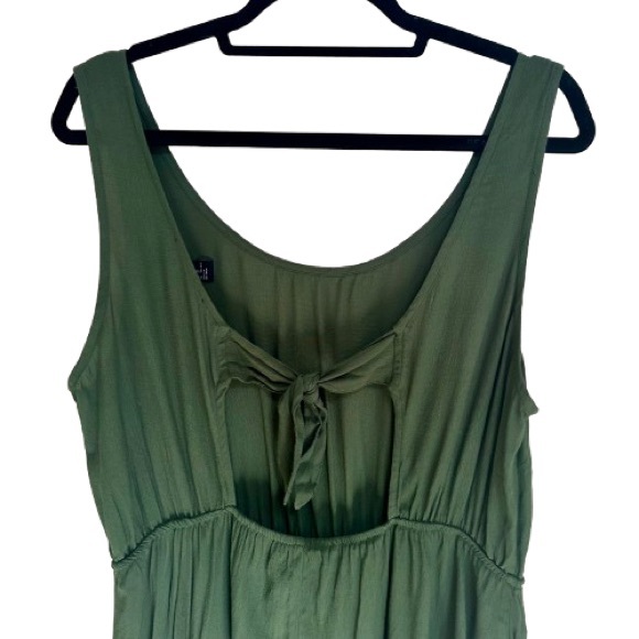 DARK OLIVE GREEN OPEN TIE BACK SLEEVELESS SUMMER DRESS  SIZE XL - Picture 6 of 11